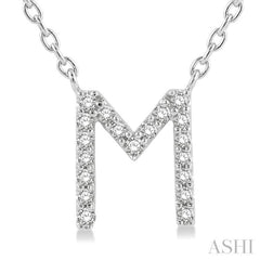 1/20 Ctw Initial 'M' Round Cut Diamond Pendant With Chain in 14K White Gold 1/20 Ctw Initial 'M' Round Cut Diamond Pendant With Chain in 14K White Gold