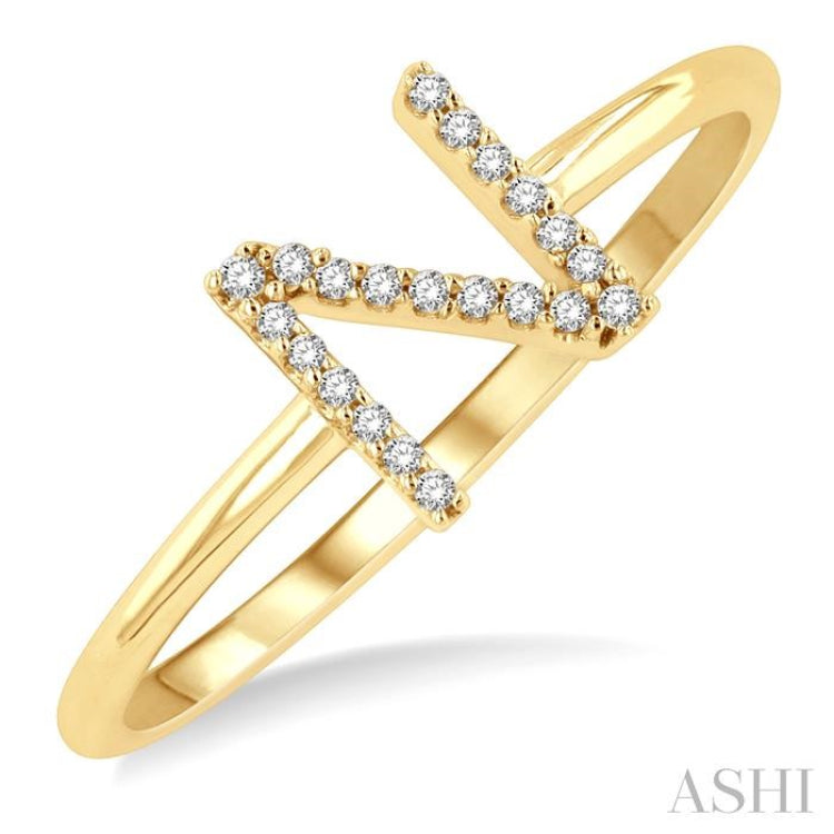 1/20 Ctw Initial 'N' Round Cut Diamond Fashion Ring in 10K Yellow Gold 1/20 Ctw Initial 'N' Round Cut Diamond Fashion Ring in 10K Yellow Gold