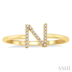 1/20 Ctw Initial 'N' Round Cut Diamond Fashion Ring in 10K Yellow Gold 1/20 Ctw Initial 'N' Round Cut Diamond Fashion Ring in 10K Yellow Gold