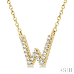 1/20 Ctw Initial 'W' Round Cut Diamond Pendant With Chain in 14K Yellow Gold 1/20 Ctw Initial 'W' Round Cut Diamond Pendant With Chain in 14K Yellow Gold