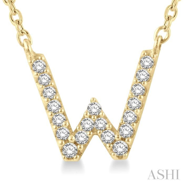 1/20 Ctw Initial 'W' Round Cut Diamond Pendant With Chain in 14K Yellow Gold 1/20 Ctw Initial 'W' Round Cut Diamond Pendant With Chain in 14K Yellow Gold