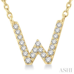1/20 Ctw Initial 'W' Round Cut Diamond Pendant With Chain in 14K Yellow Gold 1/20 Ctw Initial 'W' Round Cut Diamond Pendant With Chain in 14K Yellow Gold