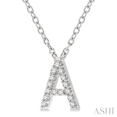 1/20 Ctw Initial 'A' Round Cut Diamond Pendant With Chain in 10K White Gold 1/20 Ctw Initial 'A' Round Cut Diamond Pendant With Chain in 10K White Gold
