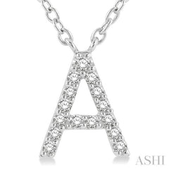 1/20 Ctw Initial 'A' Round Cut Diamond Pendant With Chain in 10K White Gold 1/20 Ctw Initial 'A' Round Cut Diamond Pendant With Chain in 10K White Gold