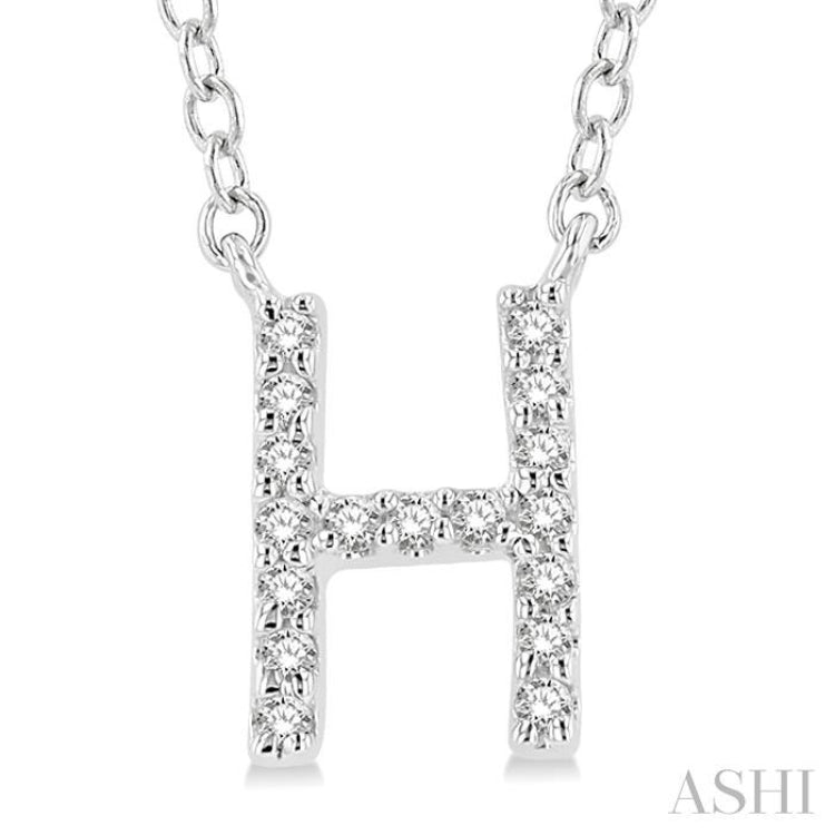 1/20 Ctw Initial 'H' Round Cut Diamond Pendant With Chain in 10K White Gold 1/20 Ctw Initial 'H' Round Cut Diamond Pendant With Chain in 10K White Gold