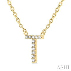 1/20 Ctw Initial 'T' Round Cut Diamond Pendant With Chain in 10K Yellow Gold 1/20 Ctw Initial 'T' Round Cut Diamond Pendant With Chain in 10K Yellow Gold