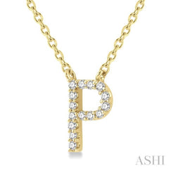 1/20 Ctw Initial 'P' Round Cut Diamond Pendant With Chain in 10K Yellow Gold 1/20 Ctw Initial 'P' Round Cut Diamond Pendant With Chain in 10K Yellow Gold