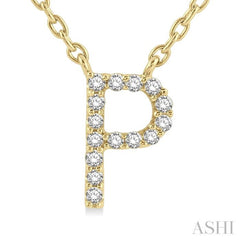 1/20 Ctw Initial 'P' Round Cut Diamond Pendant With Chain in 10K Yellow Gold 1/20 Ctw Initial 'P' Round Cut Diamond Pendant With Chain in 10K Yellow Gold
