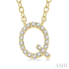 1/20 Ctw Initial 'Q' Round Cut Diamond Pendant With Chain in 10K Yellow Gold 1/20 Ctw Initial 'Q' Round Cut Diamond Pendant With Chain in 10K Yellow Gold