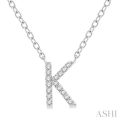 1/20 Ctw Initial 'K' Round Cut Diamond Pendant With Chain in 10K White Gold 1/20 Ctw Initial 'K' Round Cut Diamond Pendant With Chain in 10K White Gold