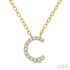 1/20 Ctw Initial 'C' Round Cut Diamond Pendant With Chain in 10K Yellow Gold 1/20 Ctw Initial 'C' Round Cut Diamond Pendant With Chain in 10K Yellow Gold
