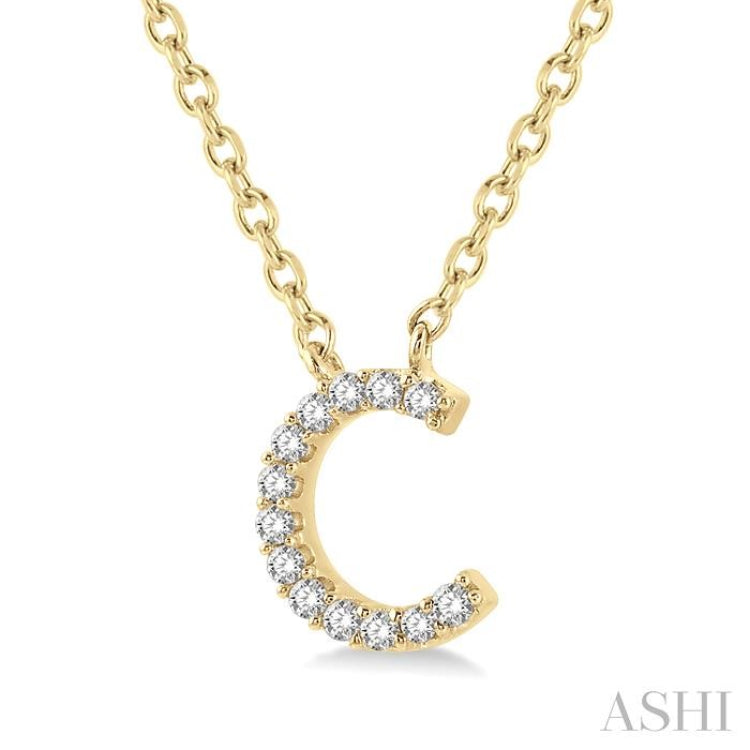 1/20 Ctw Initial 'C' Round Cut Diamond Pendant With Chain in 10K Yellow Gold 1/20 Ctw Initial 'C' Round Cut Diamond Pendant With Chain in 10K Yellow Gold
