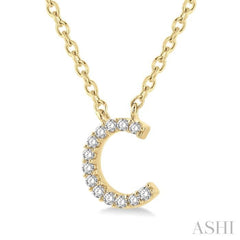 1/20 Ctw Initial 'C' Round Cut Diamond Pendant With Chain in 10K Yellow Gold 1/20 Ctw Initial 'C' Round Cut Diamond Pendant With Chain in 10K Yellow Gold