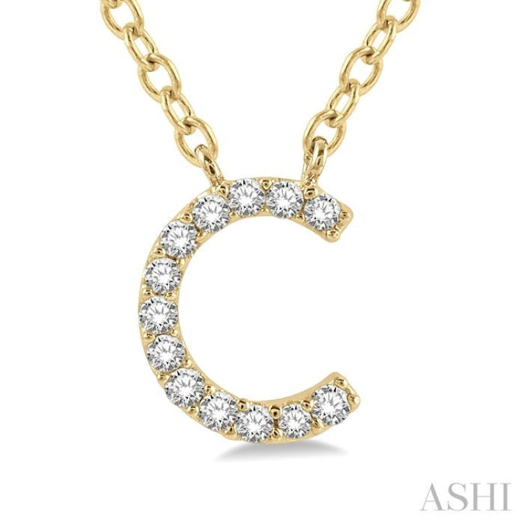 1/20 Ctw Initial 'C' Round Cut Diamond Pendant With Chain in 10K Yellow Gold 1/20 Ctw Initial 'C' Round Cut Diamond Pendant With Chain in 10K Yellow Gold