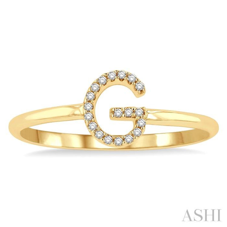 1/20 Ctw Initial 'G' Round Cut Diamond Fashion Ring in 10K Yellow Gold 1/20 Ctw Initial 'G' Round Cut Diamond Fashion Ring in 10K Yellow Gold