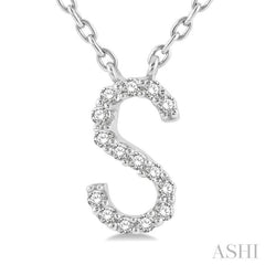 1/20 Ctw Initial 'S' Round Cut Diamond Pendant With Chain in 10K White Gold 1/20 Ctw Initial 'S' Round Cut Diamond Pendant With Chain in 10K White Gold