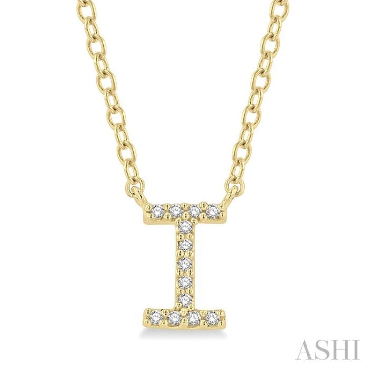 1/20 Ctw Initial 'I' Round Cut Diamond Pendant With Chain in 14K Yellow Gold 1/20 Ctw Initial 'I' Round Cut Diamond Pendant With Chain in 14K Yellow Gold