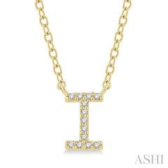 1/20 Ctw Initial 'I' Round Cut Diamond Pendant With Chain in 14K Yellow Gold 1/20 Ctw Initial 'I' Round Cut Diamond Pendant With Chain in 14K Yellow Gold