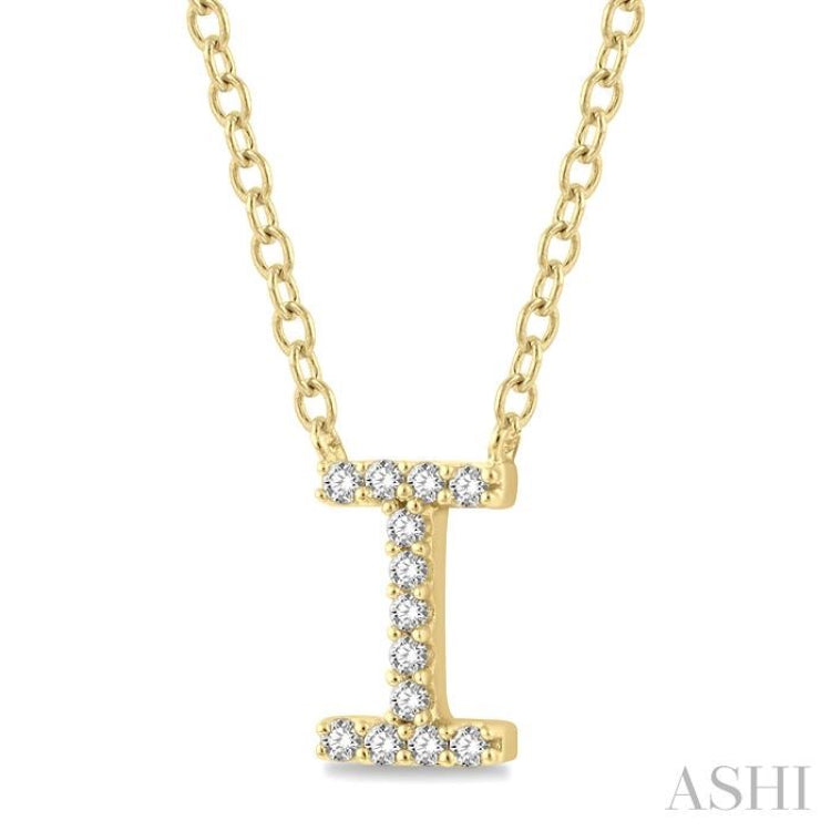 1/20 Ctw Initial 'I' Round Cut Diamond Pendant With Chain in 14K Yellow Gold 1/20 Ctw Initial 'I' Round Cut Diamond Pendant With Chain in 14K Yellow Gold