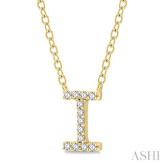 1/20 Ctw Initial 'I' Round Cut Diamond Pendant With Chain in 14K Yellow Gold 1/20 Ctw Initial 'I' Round Cut Diamond Pendant With Chain in 14K Yellow Gold