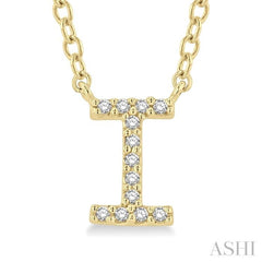 1/20 Ctw Initial 'I' Round Cut Diamond Pendant With Chain in 14K Yellow Gold 1/20 Ctw Initial 'I' Round Cut Diamond Pendant With Chain in 14K Yellow Gold