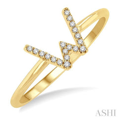 1/20 Ctw Initial 'W' Round Cut Diamond Fashion Ring in 10K Yellow Gold 1/20 Ctw Initial 'W' Round Cut Diamond Fashion Ring in 10K Yellow Gold