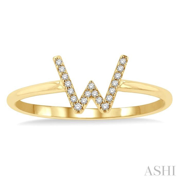 1/20 Ctw Initial 'W' Round Cut Diamond Fashion Ring in 10K Yellow Gold 1/20 Ctw Initial 'W' Round Cut Diamond Fashion Ring in 10K Yellow Gold