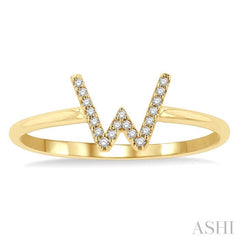 1/20 Ctw Initial 'W' Round Cut Diamond Fashion Ring in 10K Yellow Gold 1/20 Ctw Initial 'W' Round Cut Diamond Fashion Ring in 10K Yellow Gold