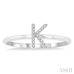 1/20 Ctw Initial 'K' Round Cut Diamond Fashion Ring in 10K White Gold 1/20 Ctw Initial 'K' Round Cut Diamond Fashion Ring in 10K White Gold
