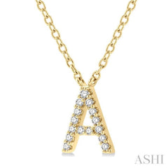1/20 Ctw Initial 'A' Round Cut Diamond Pendant With Chain in 14K Yellow Gold 1/20 Ctw Initial 'A' Round Cut Diamond Pendant With Chain in 14K Yellow Gold