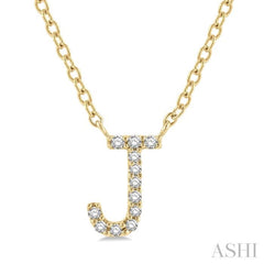 1/20 Ctw Initial 'J' Round Cut Diamond Pendant With Chain in 14K Yellow Gold 1/20 Ctw Initial 'J' Round Cut Diamond Pendant With Chain in 14K Yellow Gold