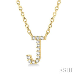 1/20 Ctw Initial 'J' Round Cut Diamond Pendant With Chain in 14K Yellow Gold 1/20 Ctw Initial 'J' Round Cut Diamond Pendant With Chain in 14K Yellow Gold