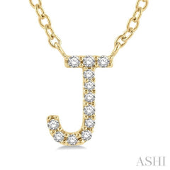 1/20 Ctw Initial 'J' Round Cut Diamond Pendant With Chain in 14K Yellow Gold 1/20 Ctw Initial 'J' Round Cut Diamond Pendant With Chain in 14K Yellow Gold