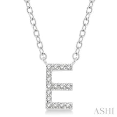1/20 Ctw Initial 'E' Round Cut Diamond Pendant With Chain in 10K White Gold 1/20 Ctw Initial 'E' Round Cut Diamond Pendant With Chain in 10K White Gold