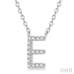 1/20 Ctw Initial 'E' Round Cut Diamond Pendant With Chain in 10K White Gold 1/20 Ctw Initial 'E' Round Cut Diamond Pendant With Chain in 10K White Gold