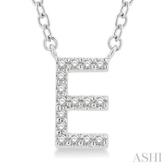 1/20 Ctw Initial 'E' Round Cut Diamond Pendant With Chain in 10K White Gold 1/20 Ctw Initial 'E' Round Cut Diamond Pendant With Chain in 10K White Gold