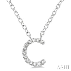 1/20 Ctw Initial 'C' Round Cut Diamond Pendant With Chain in 10K White Gold 1/20 Ctw Initial 'C' Round Cut Diamond Pendant With Chain in 10K White Gold