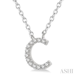1/20 Ctw Initial 'C' Round Cut Diamond Pendant With Chain in 10K White Gold 1/20 Ctw Initial 'C' Round Cut Diamond Pendant With Chain in 10K White Gold