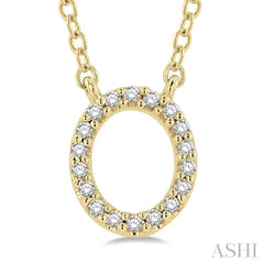 1/20 Ctw Initial 'O' Round Cut Diamond Pendant With Chain in 10K Yellow Gold 1/20 Ctw Initial 'O' Round Cut Diamond Pendant With Chain in 10K Yellow Gold