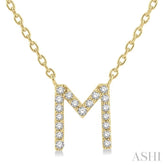 1/20 Ctw Initial 'M' Round Cut Diamond Pendant With Chain in 10K Yellow Gold