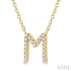1/20 Ctw Initial 'M' Round Cut Diamond Pendant With Chain in 10K Yellow Gold 1/20 Ctw Initial 'M' Round Cut Diamond Pendant With Chain in 10K Yellow Gold