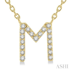 1/20 Ctw Initial 'M' Round Cut Diamond Pendant With Chain in 14K Yellow Gold 1/20 Ctw Initial 'M' Round Cut Diamond Pendant With Chain in 14K Yellow Gold