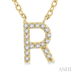 1/20 Ctw Initial 'R' Round Cut Diamond Pendant With Chain in 10K Yellow Gold 1/20 Ctw Initial 'R' Round Cut Diamond Pendant With Chain in 10K Yellow Gold