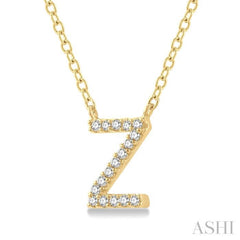 1/20 Ctw Initial 'Z' Round Cut Diamond Pendant With Chain in 14K Yellow Gold 1/20 Ctw Initial 'Z' Round Cut Diamond Pendant With Chain in 14K Yellow Gold