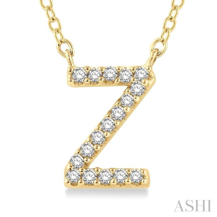1/20 Ctw Initial 'Z' Round Cut Diamond Pendant With Chain in 14K Yellow Gold 1/20 Ctw Initial 'Z' Round Cut Diamond Pendant With Chain in 14K Yellow Gold