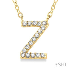 1/20 Ctw Initial 'Z' Round Cut Diamond Pendant With Chain in 14K Yellow Gold 1/20 Ctw Initial 'Z' Round Cut Diamond Pendant With Chain in 14K Yellow Gold