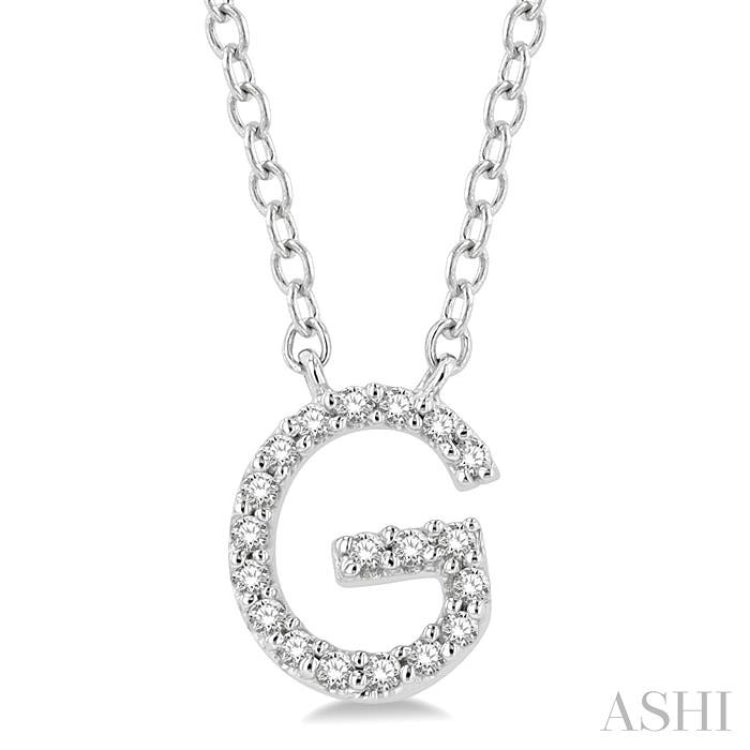 1/20 Ctw Initial 'G' Round Cut Diamond Pendant With Chain in 10K White Gold 1/20 Ctw Initial 'G' Round Cut Diamond Pendant With Chain in 10K White Gold