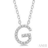 1/20 Ctw Initial 'G' Round Cut Diamond Pendant With Chain in 10K White Gold