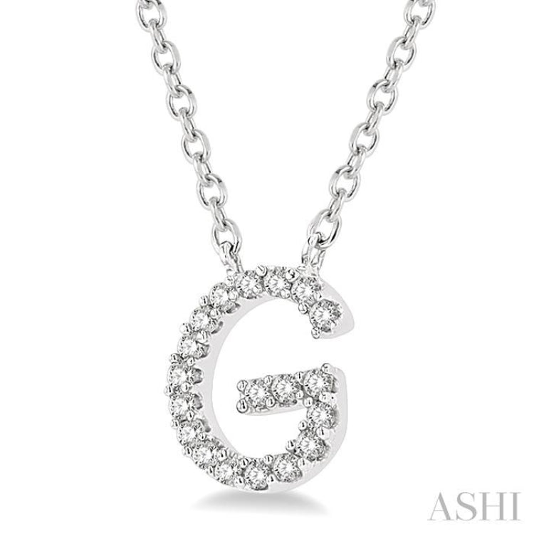 1/20 Ctw Initial 'G' Round Cut Diamond Pendant With Chain in 10K White Gold 1/20 Ctw Initial 'G' Round Cut Diamond Pendant With Chain in 10K White Gold