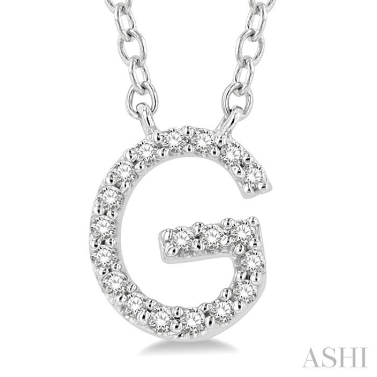 1/20 Ctw Initial 'G' Round Cut Diamond Pendant With Chain in 10K White Gold 1/20 Ctw Initial 'G' Round Cut Diamond Pendant With Chain in 10K White Gold